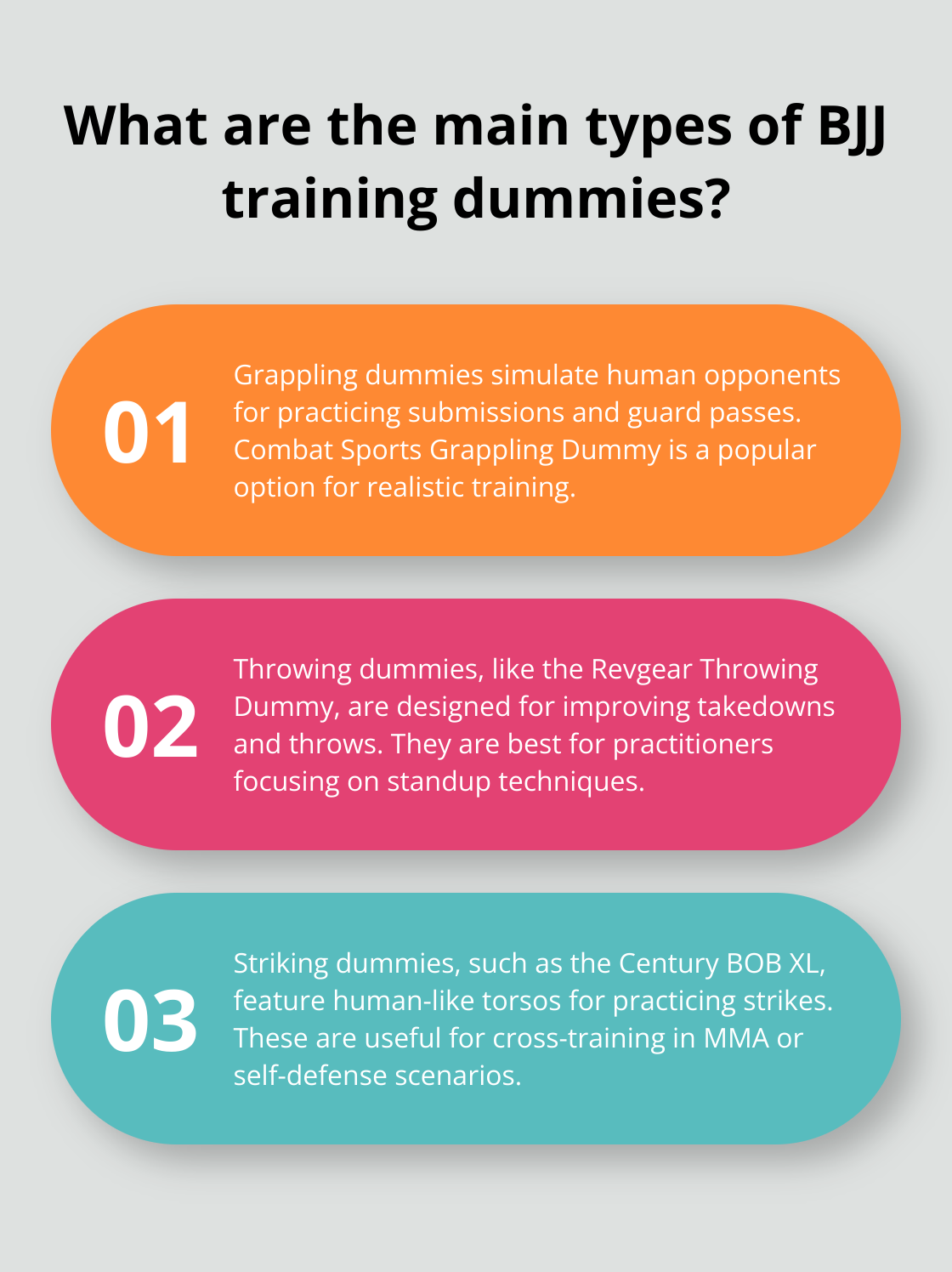 Infographic: What are the main types of BJJ training dummies? - brazilian jiu jitsu training dummy