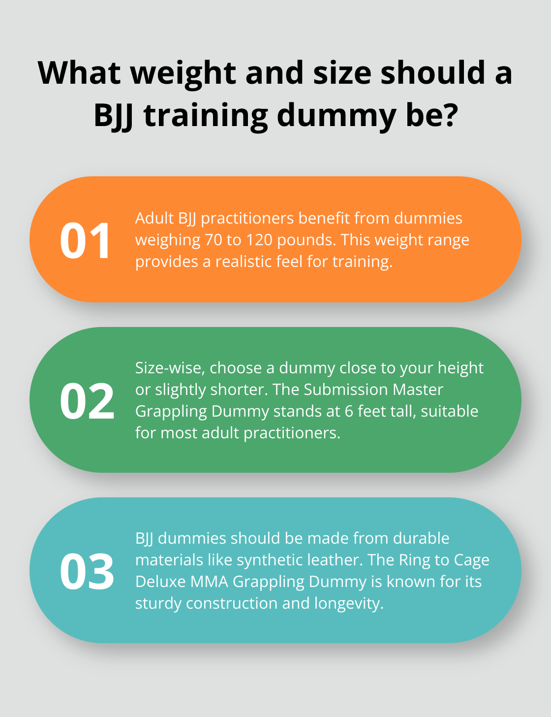 Infographic: What weight and size should a BJJ training dummy be?