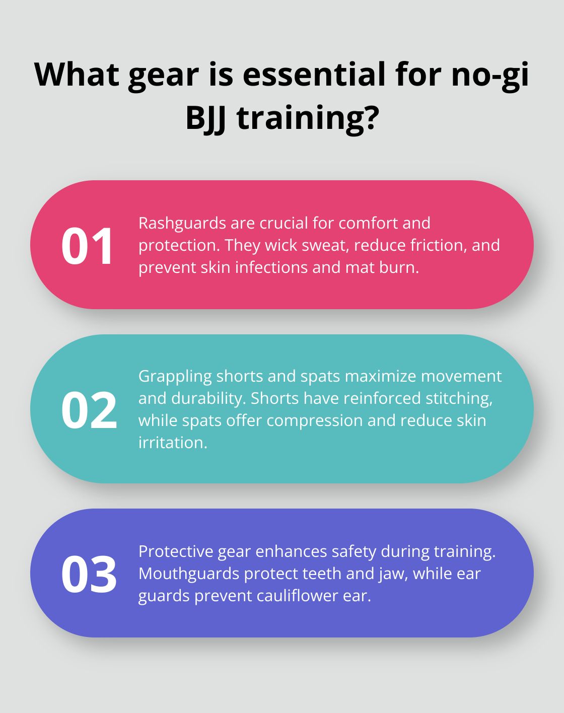 Infographic: What gear is essential for no-gi BJJ training? - brazilian jiu jitsu training gear