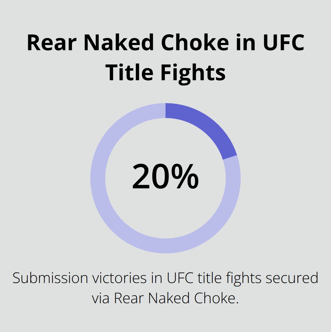 Infographic showing 20% of submission victories in UFC title fights are secured via Rear Naked Choke